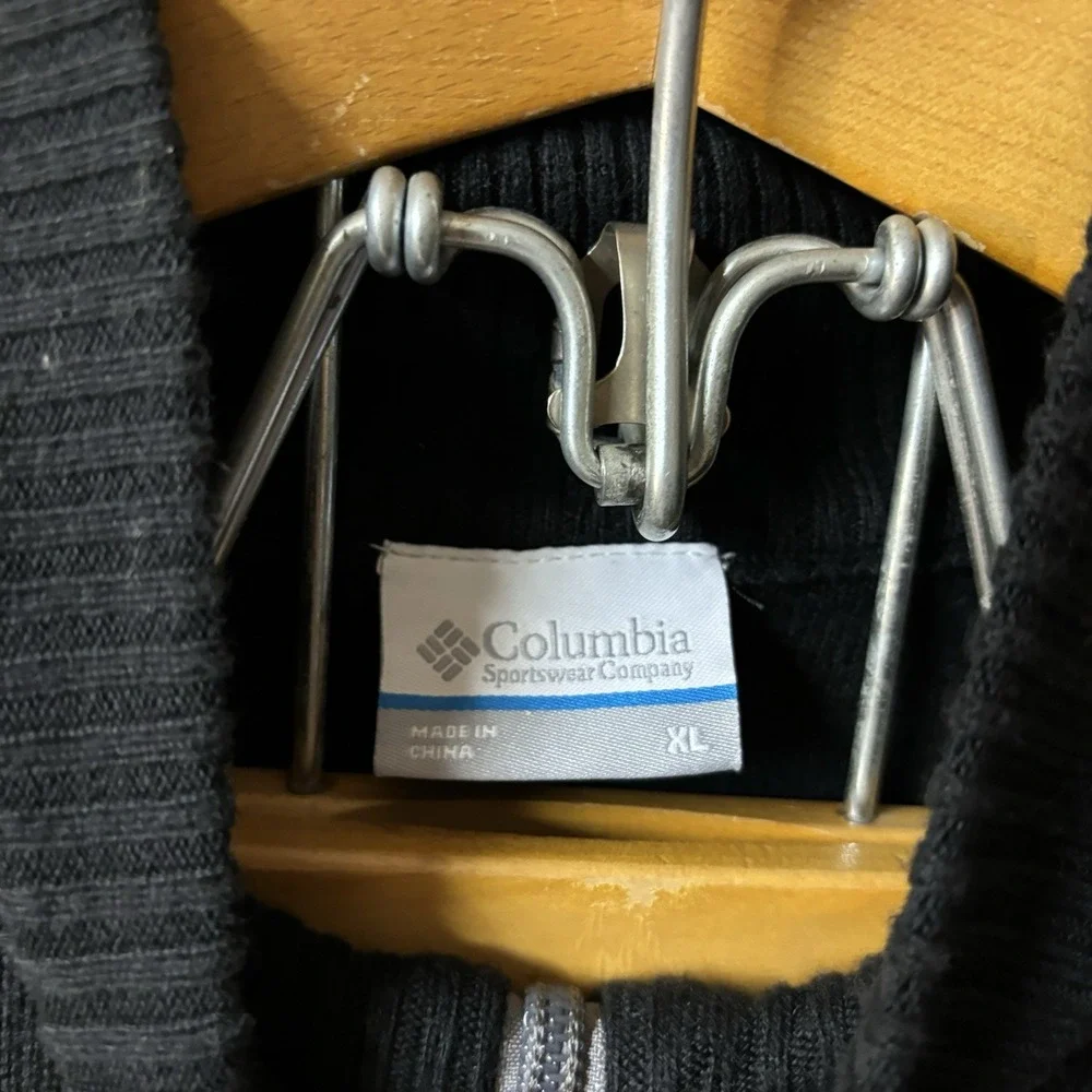 NEW Columbia Men's XL Sweater Half-zip Black Gray Pullover‎ Detail Gorpcore